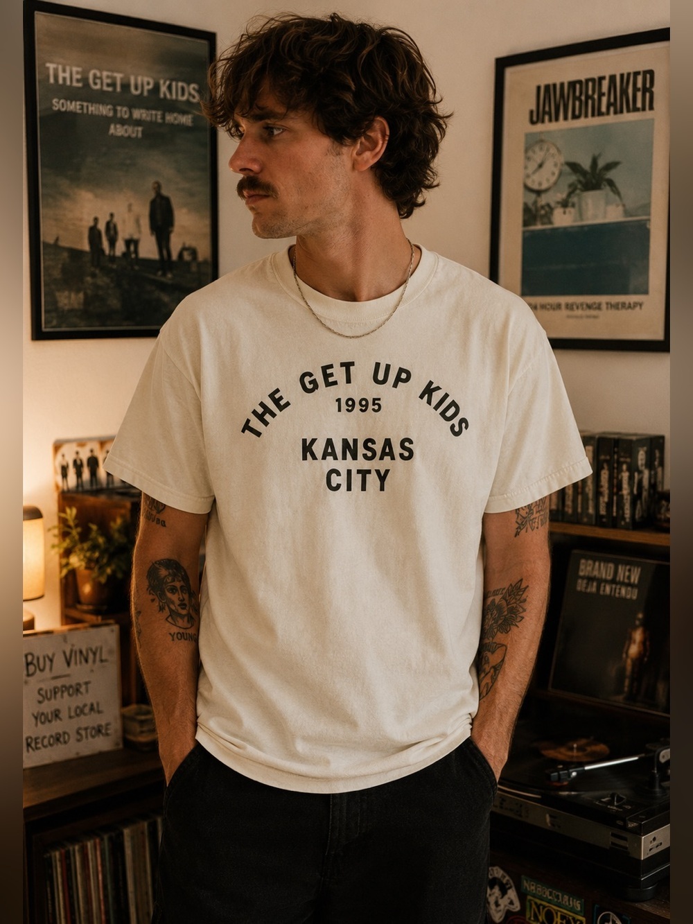 The Get Up Kids 1995 Kansas City Band Tee White Graphic T-Shirt Large Unisex